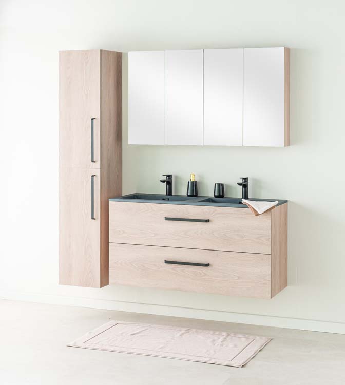 Meuble salle de bain Chêne Bison 1200 mm lavabo ciment