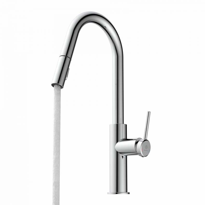 Keukenkraan Wasserwerk WK 13 Curve chroom met uittrekbare uitloop
