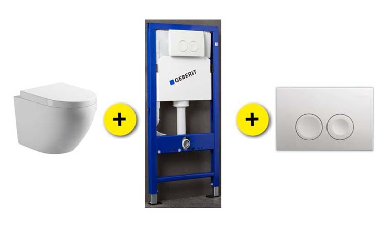 Toiletset Gary wit inclusief softclose WC-bril + inbouwreservoir UP100 + drukplaat wit