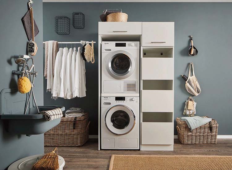 Meuble pour buanderie Decowash set 1 blanc 117,5x67,5x200cm