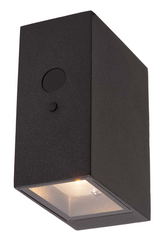 Wandlamp Solar Vito - zwart - LED dimbaar - 1x1W - 2850K/3150K - IP54 - Dag/nacht sensor
