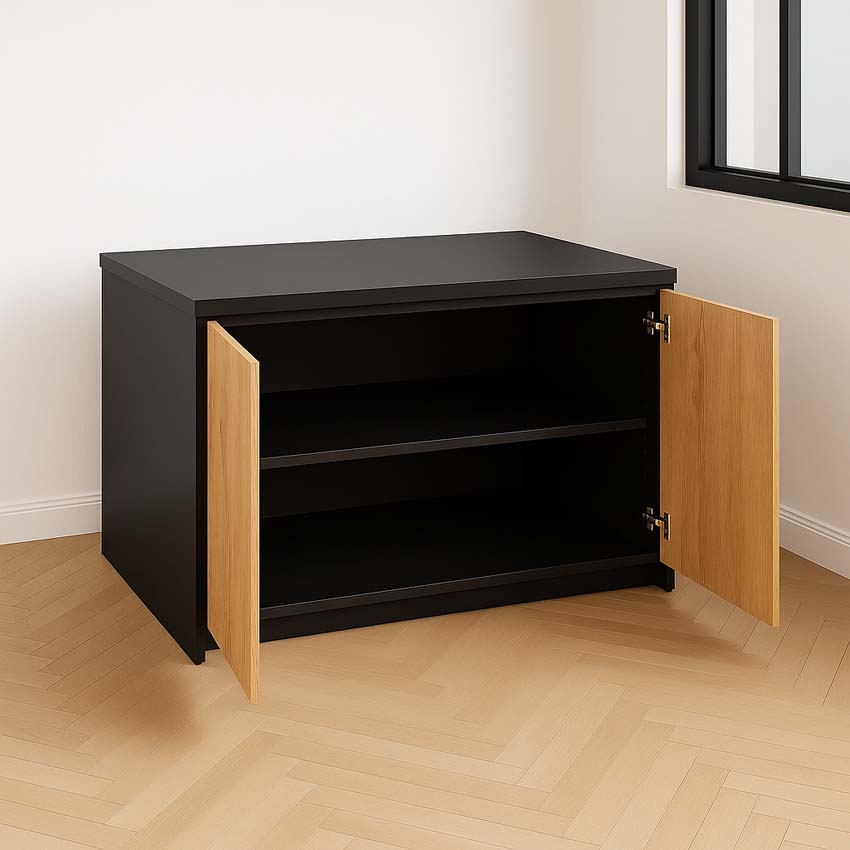 Îlot de cuisine Plenti look de chêne/noir 124,5cm