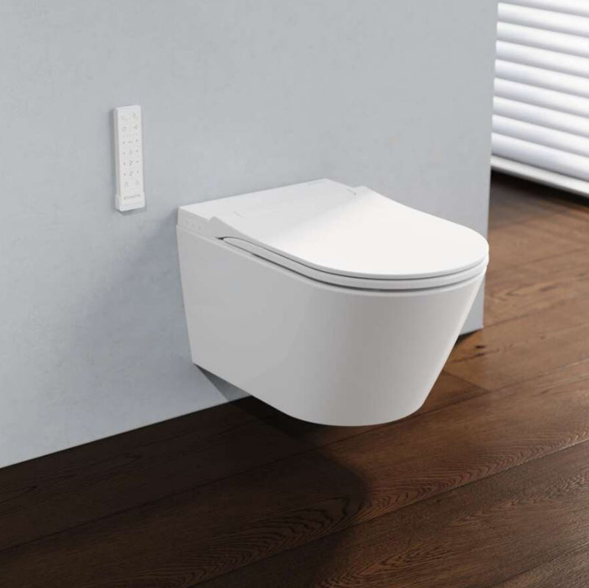 WC-douche Cora sans rebord blanc brillant avec siège de WC softclose