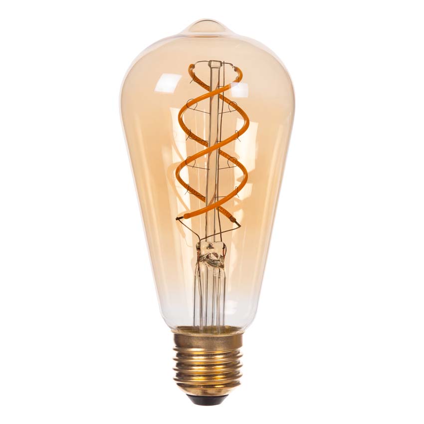 Lucide T32 - Filament lamp - Ø3cm - LED 3 StepDimbaar (Memory) - E27 - 1x4,9W 2200K - Amber