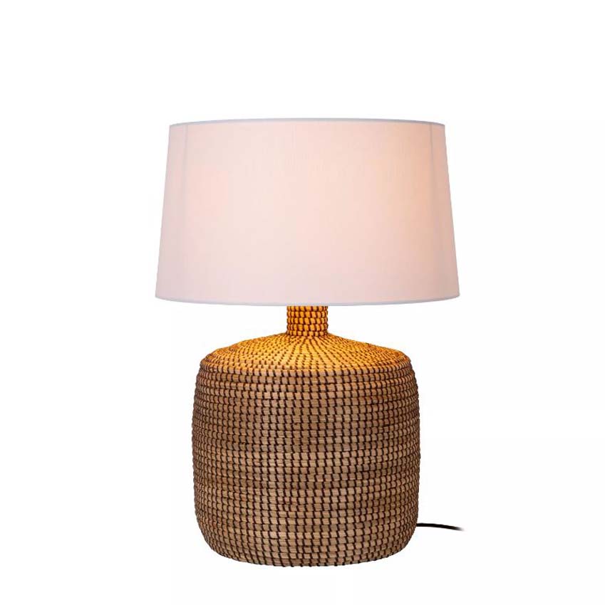 Lucide Premium Ambala - Lampe de table - Naturel - Ø35cm - E27 - 1x40W - Cylindre