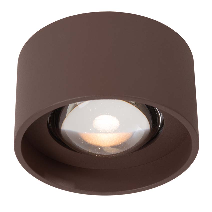 Lucide Essential Lenz - Spot plafond/intérieur-extérieur - Ø11cm - LED - 1x8W 2700K - IP54 - Brun rouille