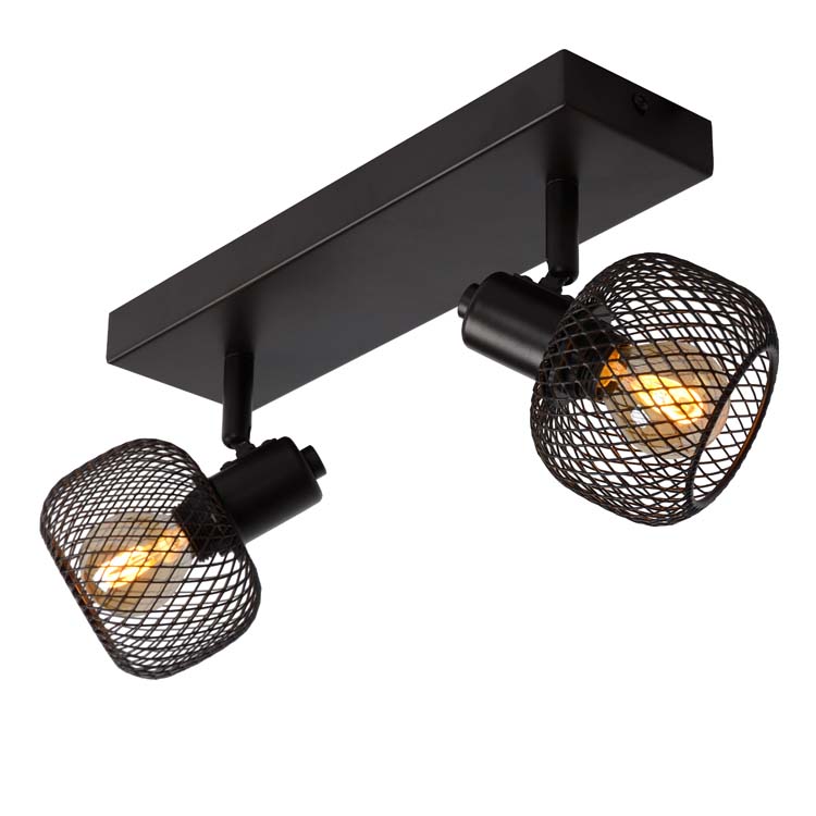 Plafonnier - noir - 31x14,5x14cm - dimmable - 2xE14 - 25W