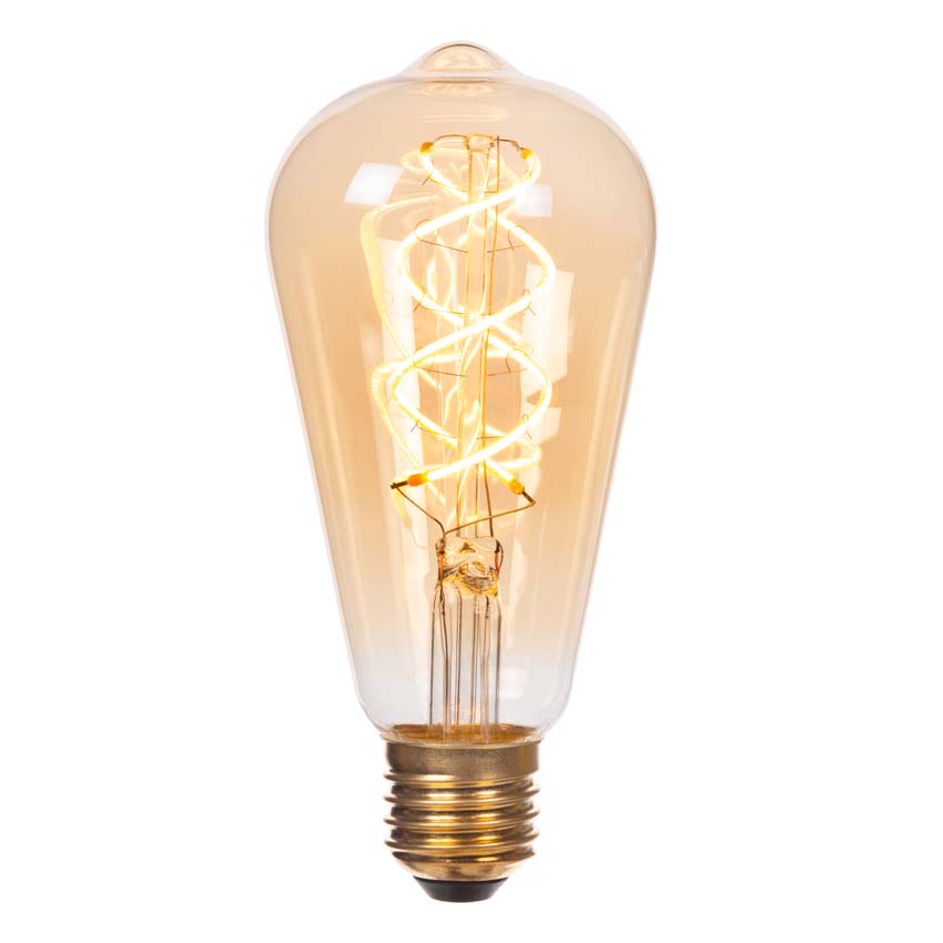 Lucide T32 - Filament lamp - Ø3cm - LED 3 StepDimbaar (Memory) - E27 - 1x4,9W 2200K - Amber