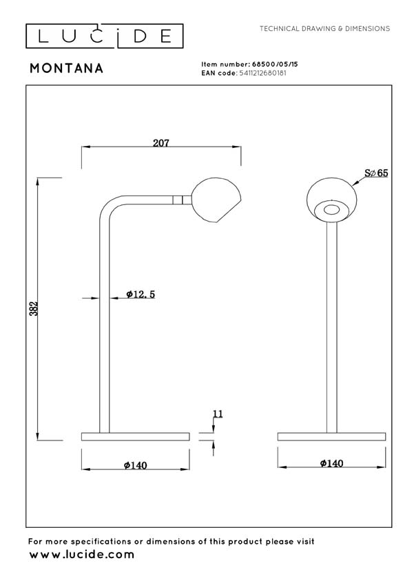 Lucide Premium Montana - Tafellamp - LED Dimbaar - 1x5W 2700K - Koffie