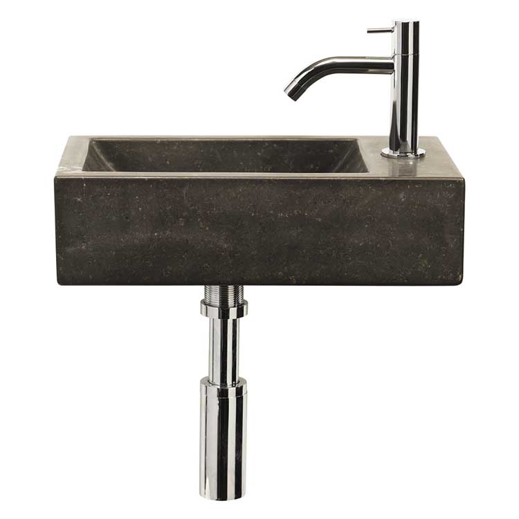 Handenwasser Patrick natuursteen antraciet 11x40x23cm complete set