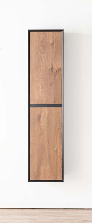 Kolomkast Justin mat zwart/notelaar hangend 170x40x35cm