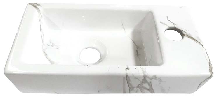 Lave-mains Kyla céramique blanc/or 9x36x18cm set complet