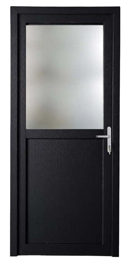 Buitendeur halfglas PVC mat glas antraciet/wit 980x2180mm rechtstrekkend