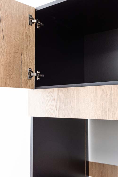 Armoire de cuisine Plenti armoire colonne pour four et réfrigérateur noir/aspect bois 60x208cm