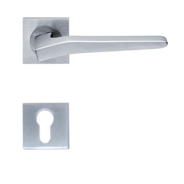 Poignée de porte pro palermo chrome brossé rosace cylindre