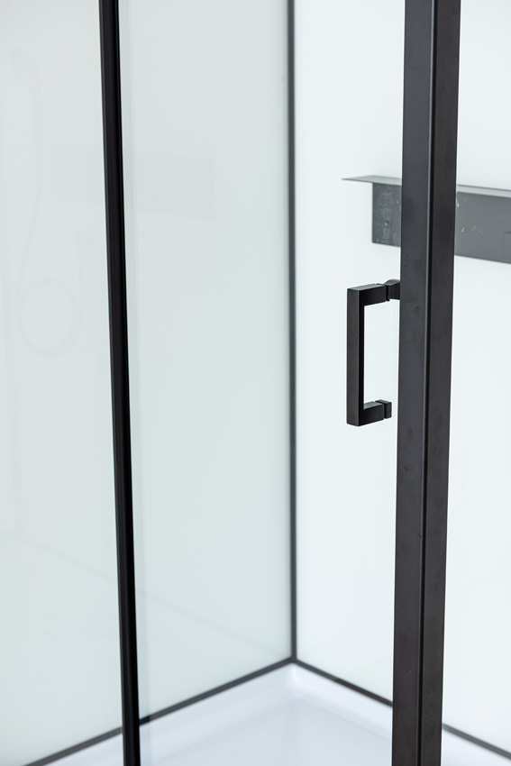 Cabine de douche Adele thermostatique gauche/droite noir/blanc porte coulissante 115x90x225cm