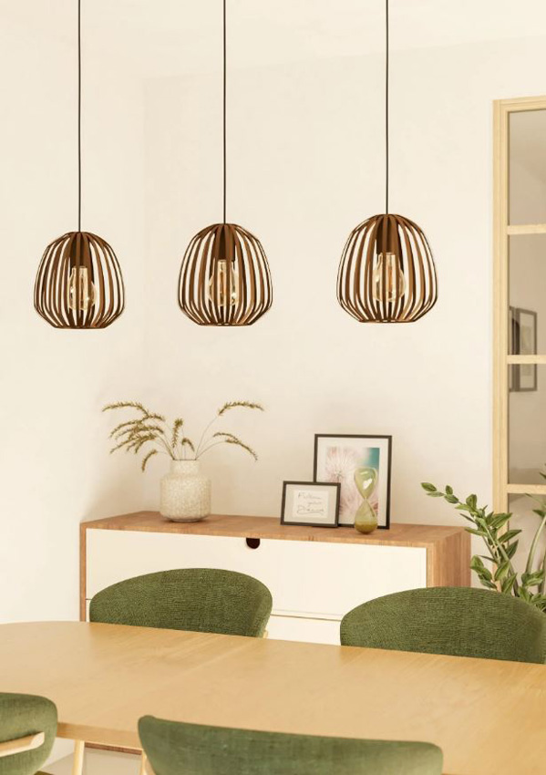 Hanglamp - Brons - 90x19,5x110cm - Dimbaar - E27 - 3x40W