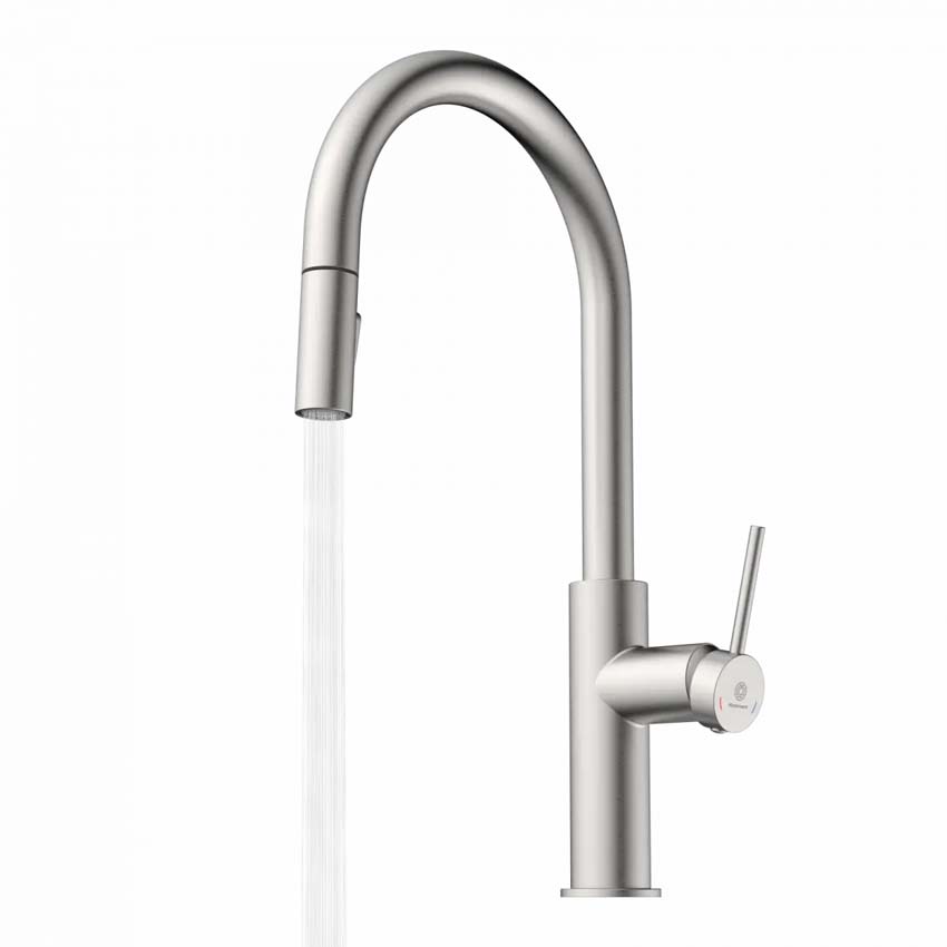 Keukenkraan Wasserwerk WK 13 Sphere inox-look met uittrekbare uitloop