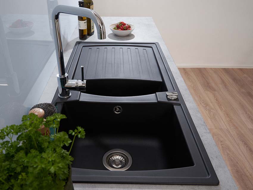 Spoelbak Nils zwart 1,5 bak 100x50cm