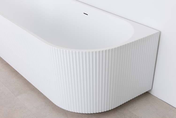 Hoekbad Chris mat wit geribbeld links 170x80cm