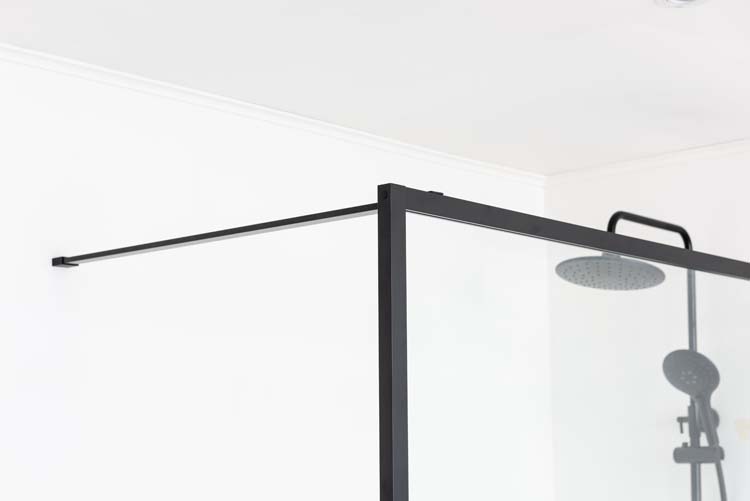 Douchewand Umi zwart profiel 160x200cm met stang