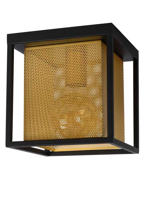 Plafondlamp - zwart/goud - dimbaar - vierkant - E27 - 40W