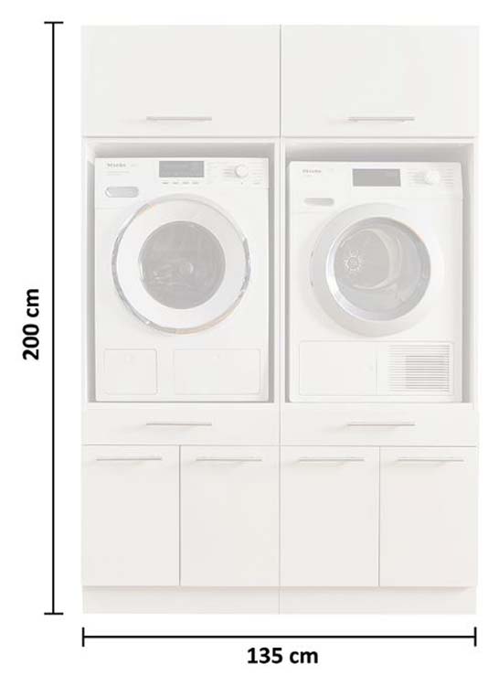 Wasmachine kasten Decowash - set 5 - wit - 67,5X135X200CM