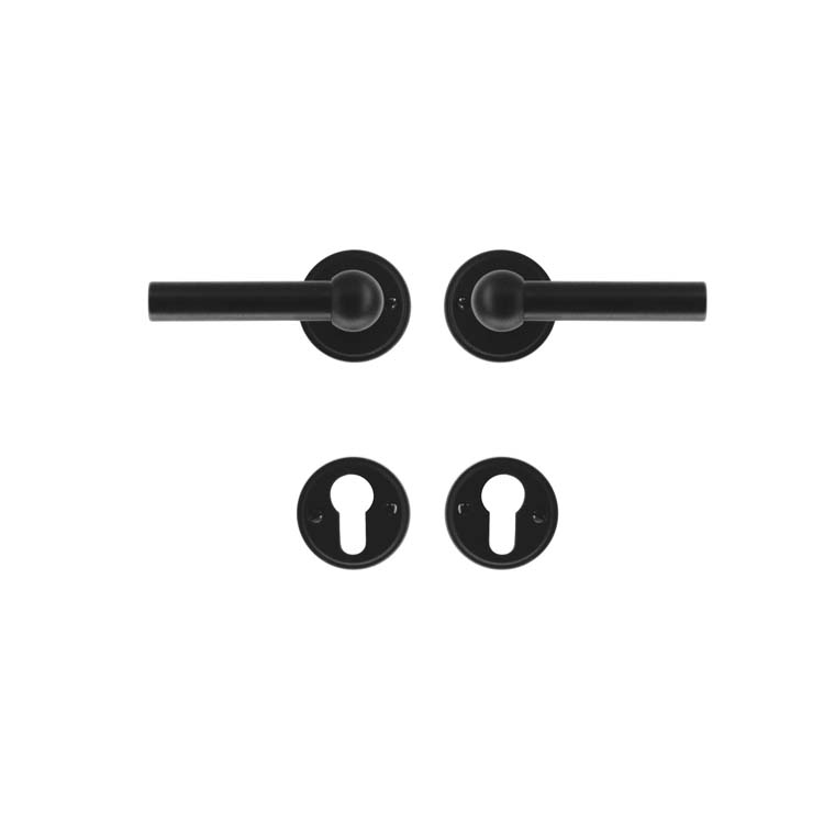 Poignée de porte pro grado 2x lucera noir rosace cylindre