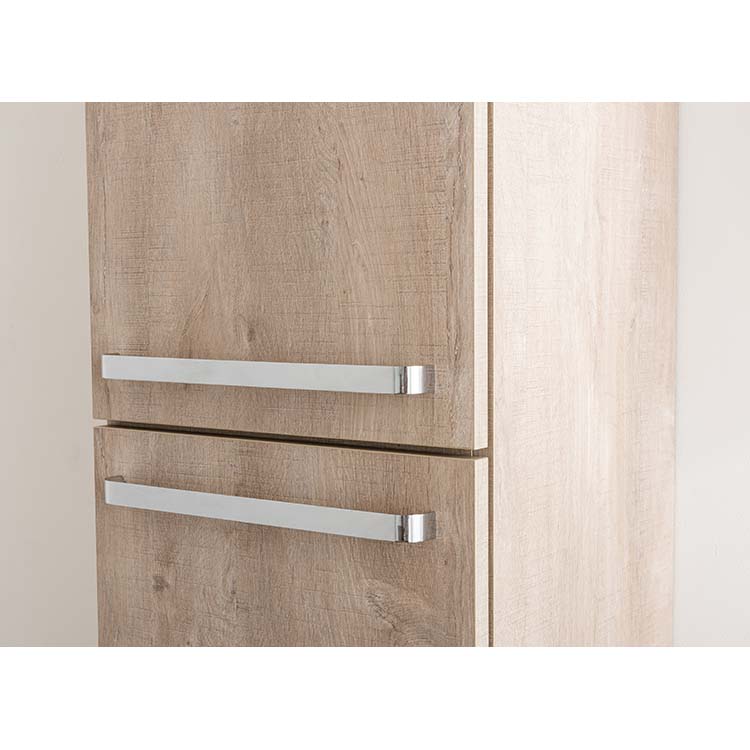 Badkamermeubel Plato eik betonlook hangend met enkele wastafel mat en chroom grepen 90cm