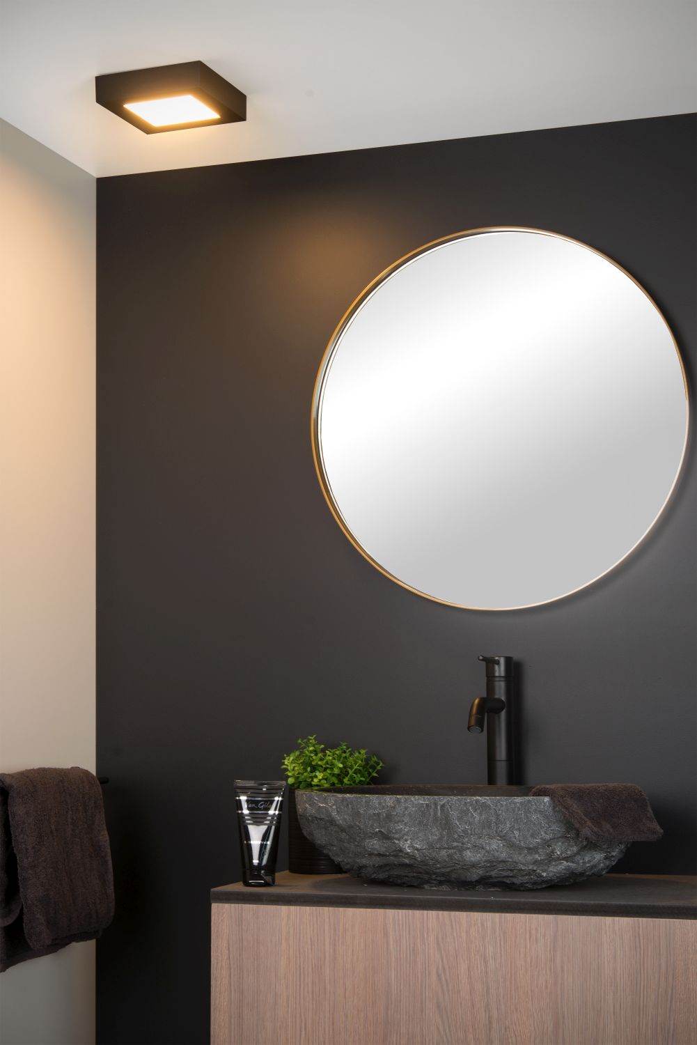 Plafondlamp - zwart - vierkant - dimbaar - LED - 15W - IP44