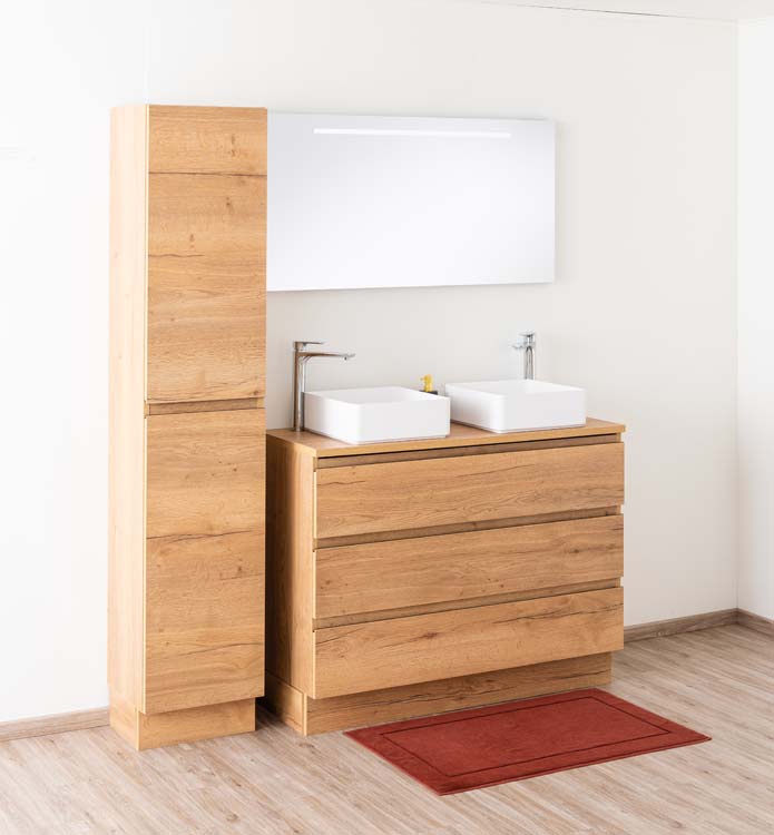 Badmeubel Daria eik goudbruin 1200 mm staand opbouwtablet melamine Badmeubel Daria eik goudbruin 1200 mm staand opbouwtablet melamine