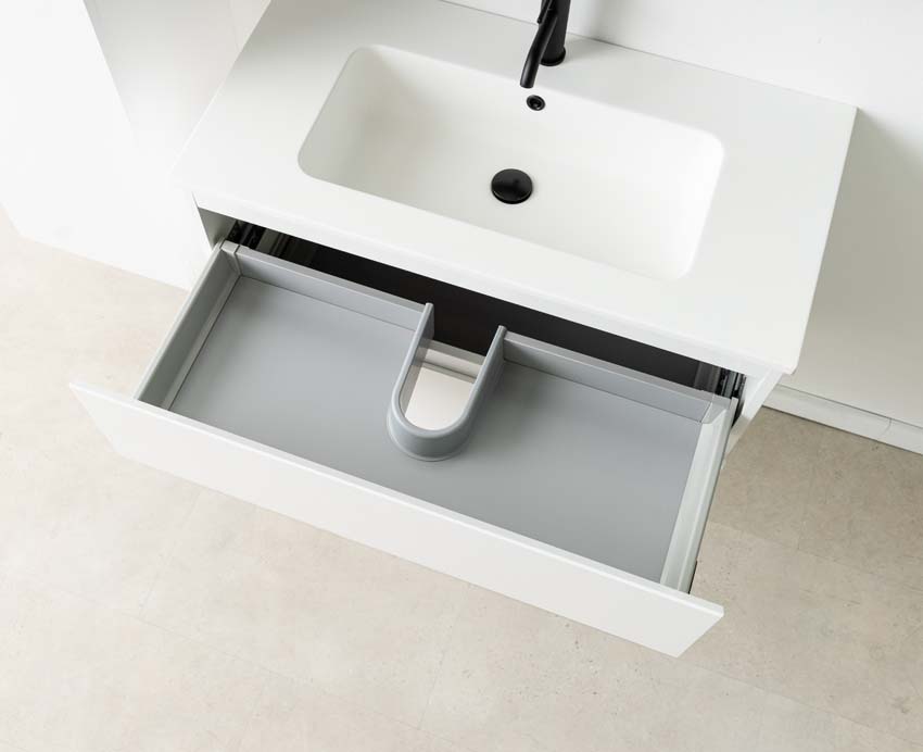 Badkamermeubel Tibo wit 900 mm wastafel wit mat
