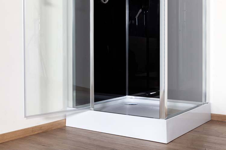 Douchecabine Anik links chroom/zwart draaideur 90x90x205cm