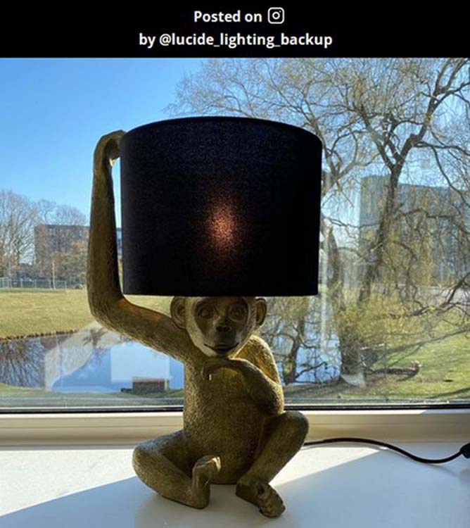 Tafellamp aap - zwart/goud - H45cm - E14 - 40W