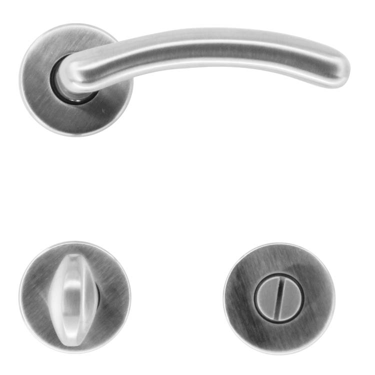 Poignée de porte pro andria look inox avec serrure toilette