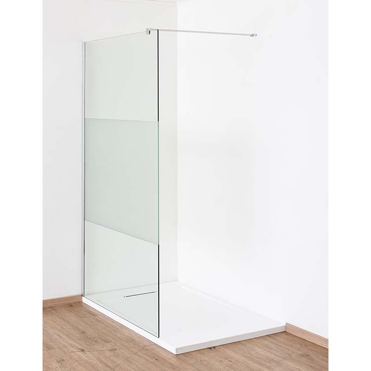 Paroi de douche à litalienne Anais verre acidifié avec kit de profilés chromé 137x200cm