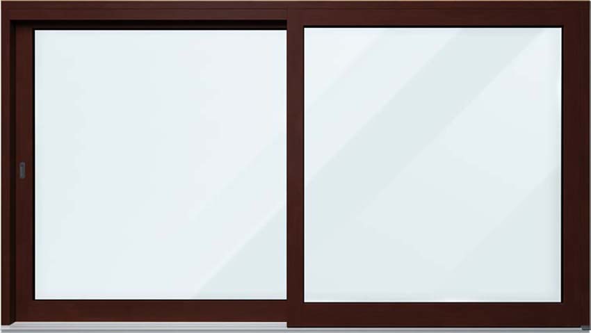 Levant-coulissant en bois Meranti Ribe Lapacho D>G L3000 x H2150 mm