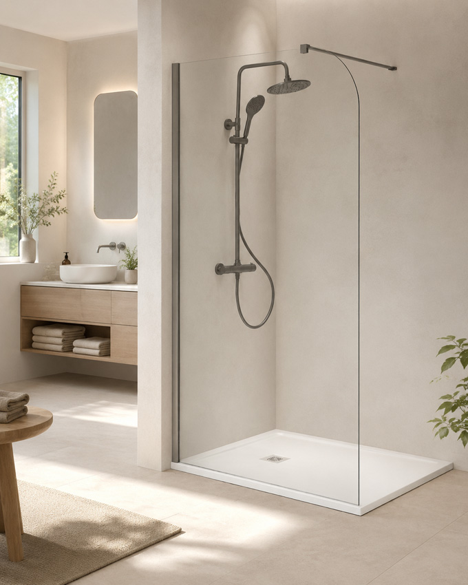 Paroi de douche à l'italienne Avery arrondie verre clair avec kit de profilés canon fusil 87x200cm