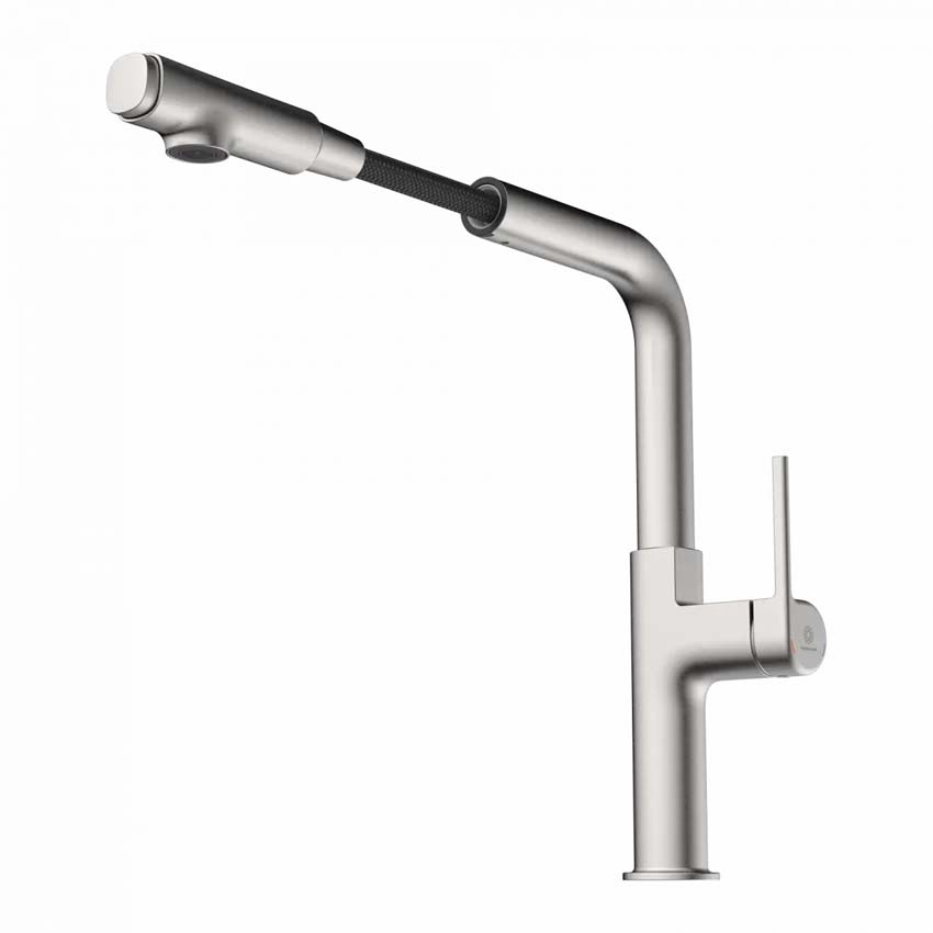 Keukenkraan Wasserwerk WK 11 inox-look met uittrekbare uitloop