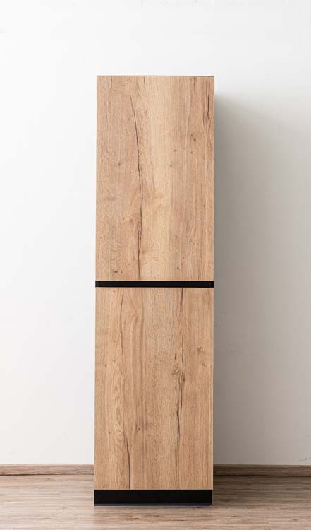 Armoire de cuisine Plenti armoire colonne avec étagères noir/aspect bois 60x208cm