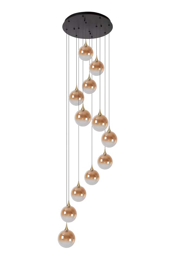 Lucide Premium Gisela - Hanglamp - Ø 61 cm - LED Dimb. - 12x3,6W 2700K - Amber Lucide Premium Gisela - Hanglamp - Ø 61 cm - LED Dimb. - 12x3,6W 2700K - Amber