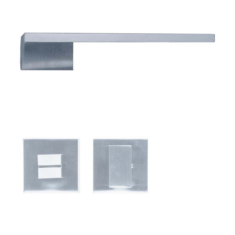 Poignée de porte pro lucca chrome brossé avec serrure toilette