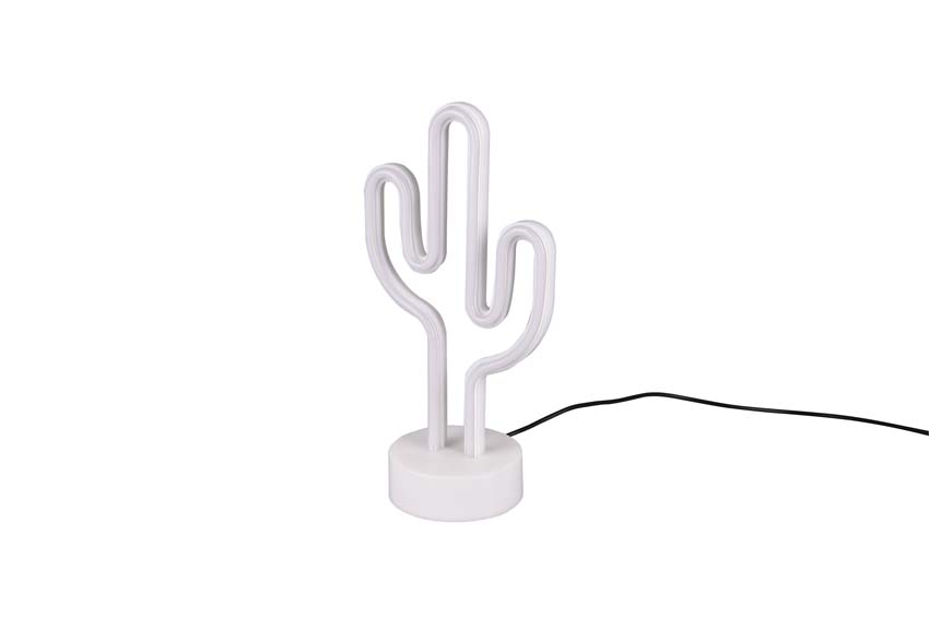 Lampe de table cactus - blanc - 29,6x14,3cm - LED - 1x1,5W - USB/piles
