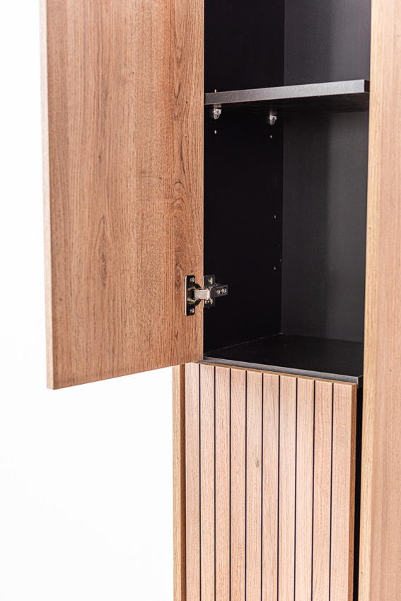 Armoire colonne Toledo chêne/noir suspendue 160x35x30cm