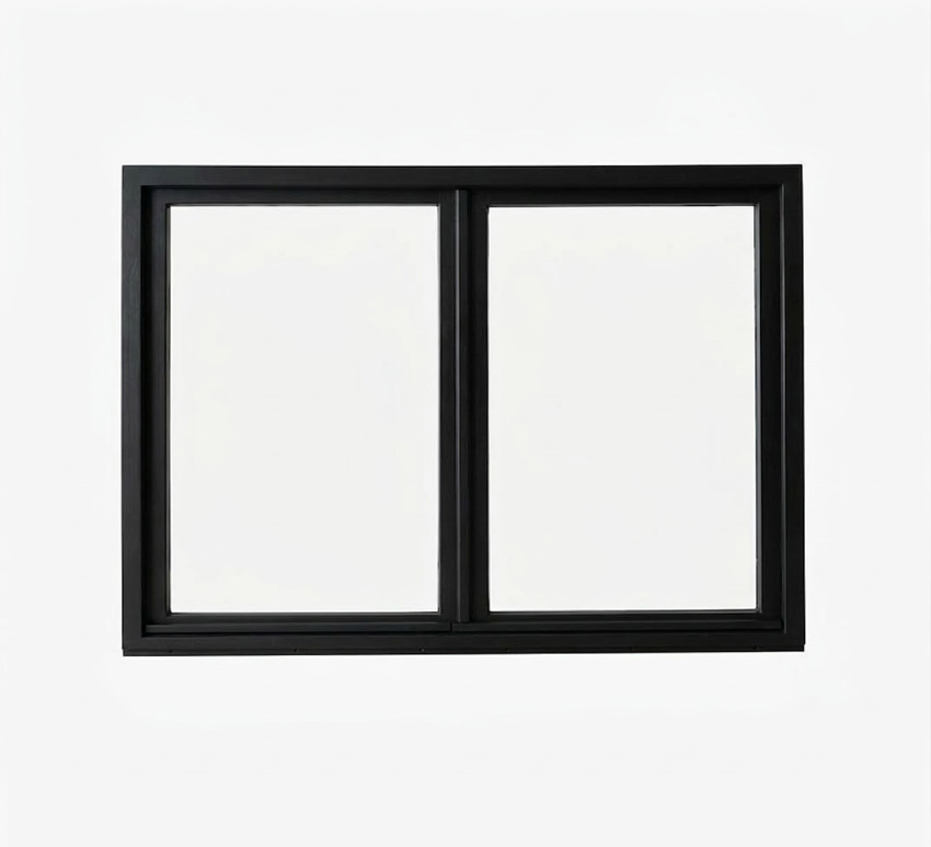 Fenêtre tournante à 2 vantail Trae bois Meranti 55mm noir ouvrant à droite sur mesure