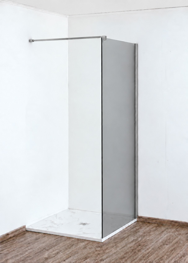 Paroi de douche à l'italienne Anais verre gris avec kit de profilés inox 97x200cm