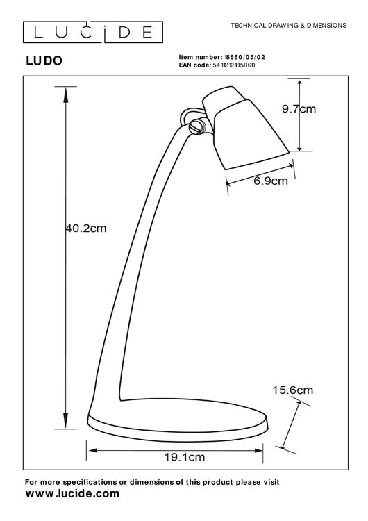 Lampe de bureau - or/laiton - H40cm - LED - 4,5W - 3000K