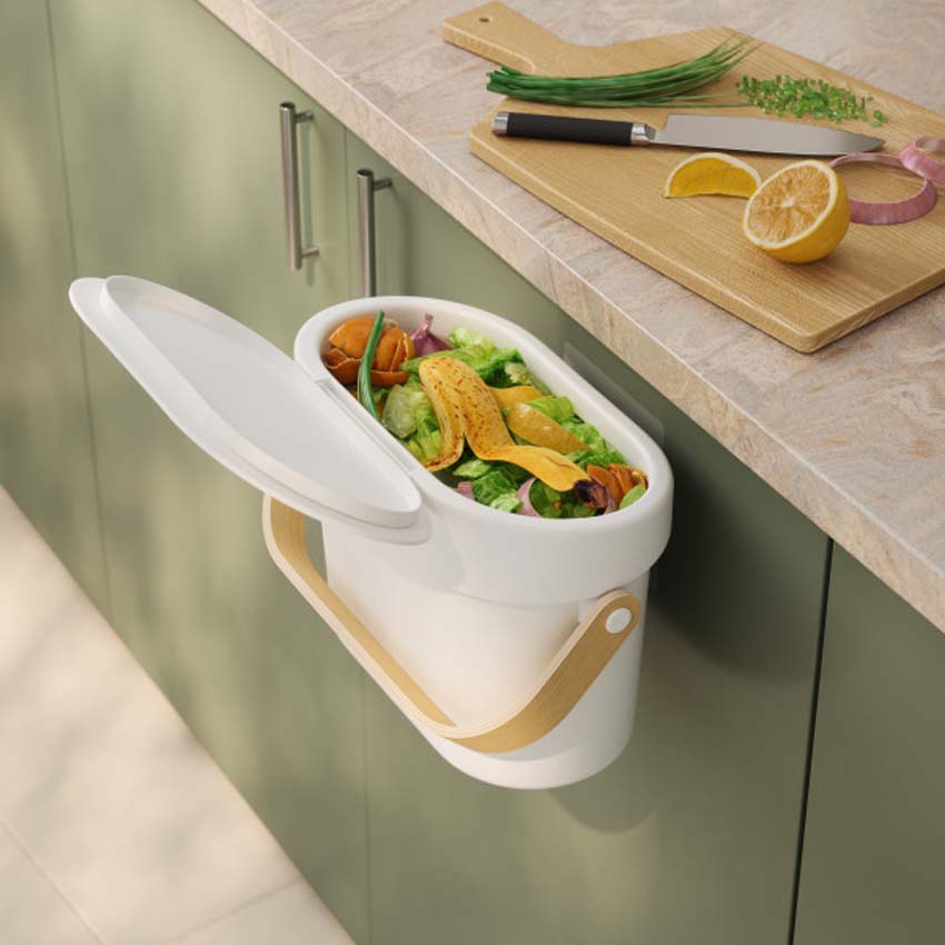 Afvalemmer Umbra Bellwood kunststof wit 4L