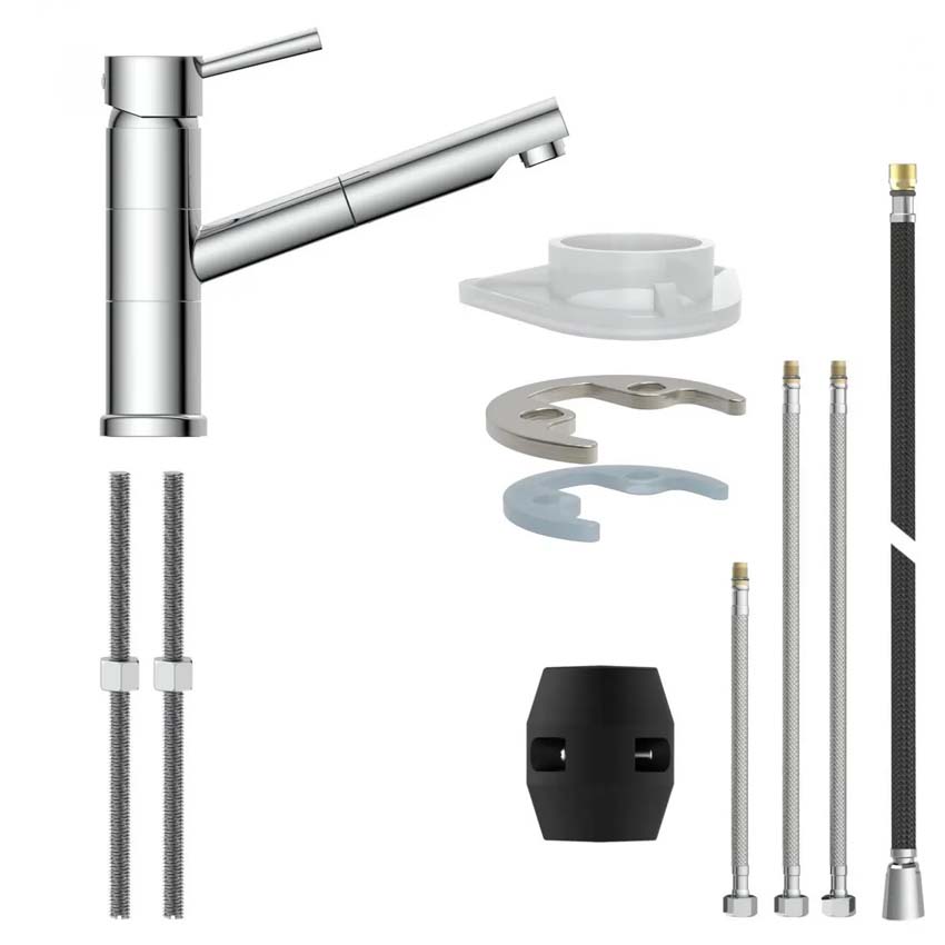 Robinet de cuisine Unai chrome avec bec extractible