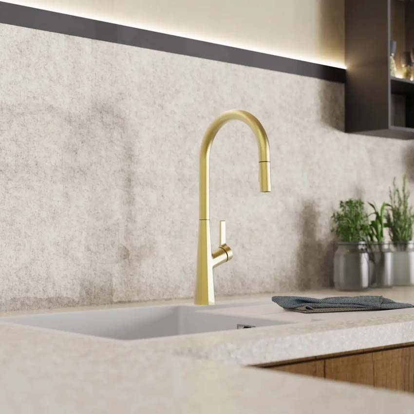 Robinet de cuisine Wasserwerk WK 9 Sphere or mat avec bec extractible